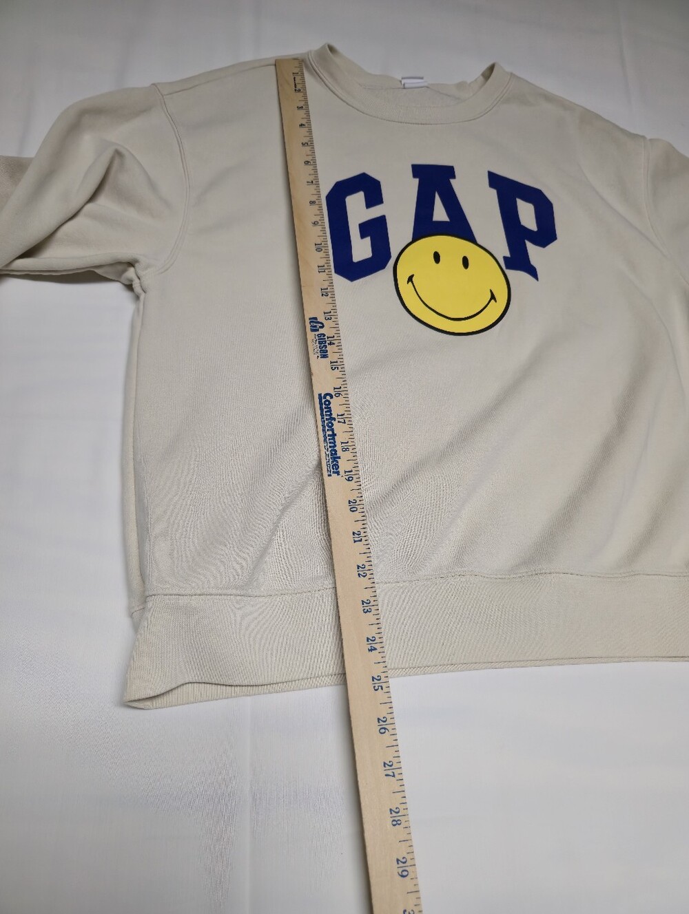 GAP Smiley Originals Cream Sweatshirt with Blue Logo and Yellow Smiley - Picture 13 of 13